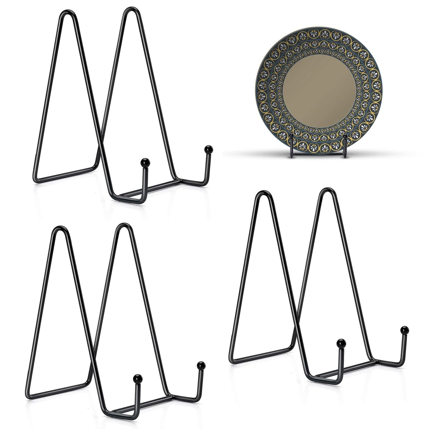 3 Pack 6 Inch Plate Stands for Display, Plate Holder Display Stand, Picture Frame Stand Black Metal Frame Holder Stands for Book,Small Easel,Decorative Plate,Photo and Platter,Tabletop Art