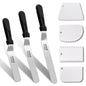 Icing Spatula, 3 Pieces Professional Angled Offset Frosting Spatulas with 6", 8", 10" Stainless Steel Blades & 4 Pack Cake Smoother Scraper for Cake Decorating, Baking & Pastry (Set of 7)
