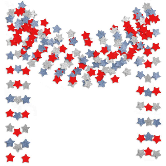 6 Pack Patriotic Star Streamers Garland Red White Blue Bunting Banner Paper Hanging Decorations for 4th of July American Independence Day Labor Day Holiday Memorial Day Party Supplies (50 Feet)