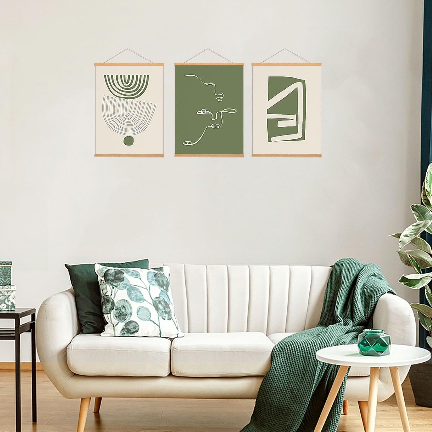 3 Pack Magnetic Poster Hanger Frame, Teak Wood Magnet Poster Frame for Posters, Prints, Photos, Pictures, Maps, Scrolls, and Canvas Artwork