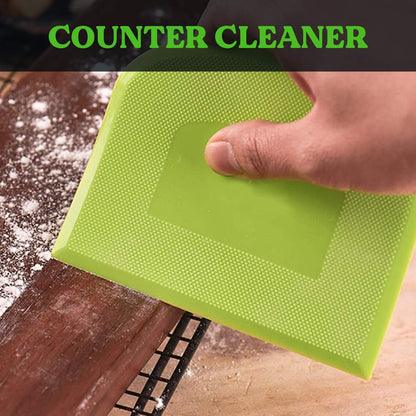 Dough Scraper Bench Scraper - 3P 4.7x3.7" Plastic Flexible Bowl Scraper, Sharp Edge & Angles Cake Scraper. Non-Slip Bakeware Decorating Tools Sculpting & Modeling Tools - Green+White+Green