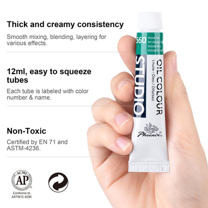 Oil Paint Set, 24x12ml/0.4 Fl Oz Tubes, Non-toxic Oil Based Paints for Canvas Crafts, Great Value Art Supplies for Artists, Adults & Beginners