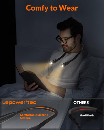 Neck Light - 3-Color & 5-Brightness, Comfortable Silicone Arm, Eye-Caring for Reading, Knitting, Crafting