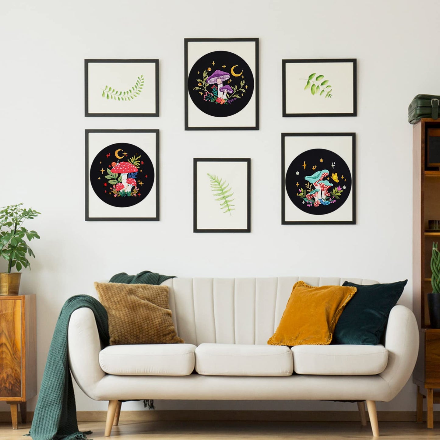 3 Pack Embroidery Kit for Adults Beginners, Stamped Cross Stitch Mushroom Patterns with Hoop, Thread, Needles & Step-by-Step Guide Easy DIY Starter Kit