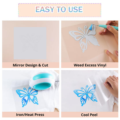 Tie Dye HTV Heat Transfer Vinyl Rolls - 12" x 8ft Watercolor HTV for Shirts, Easy to Cut & Weed for Heat Vinyl Design