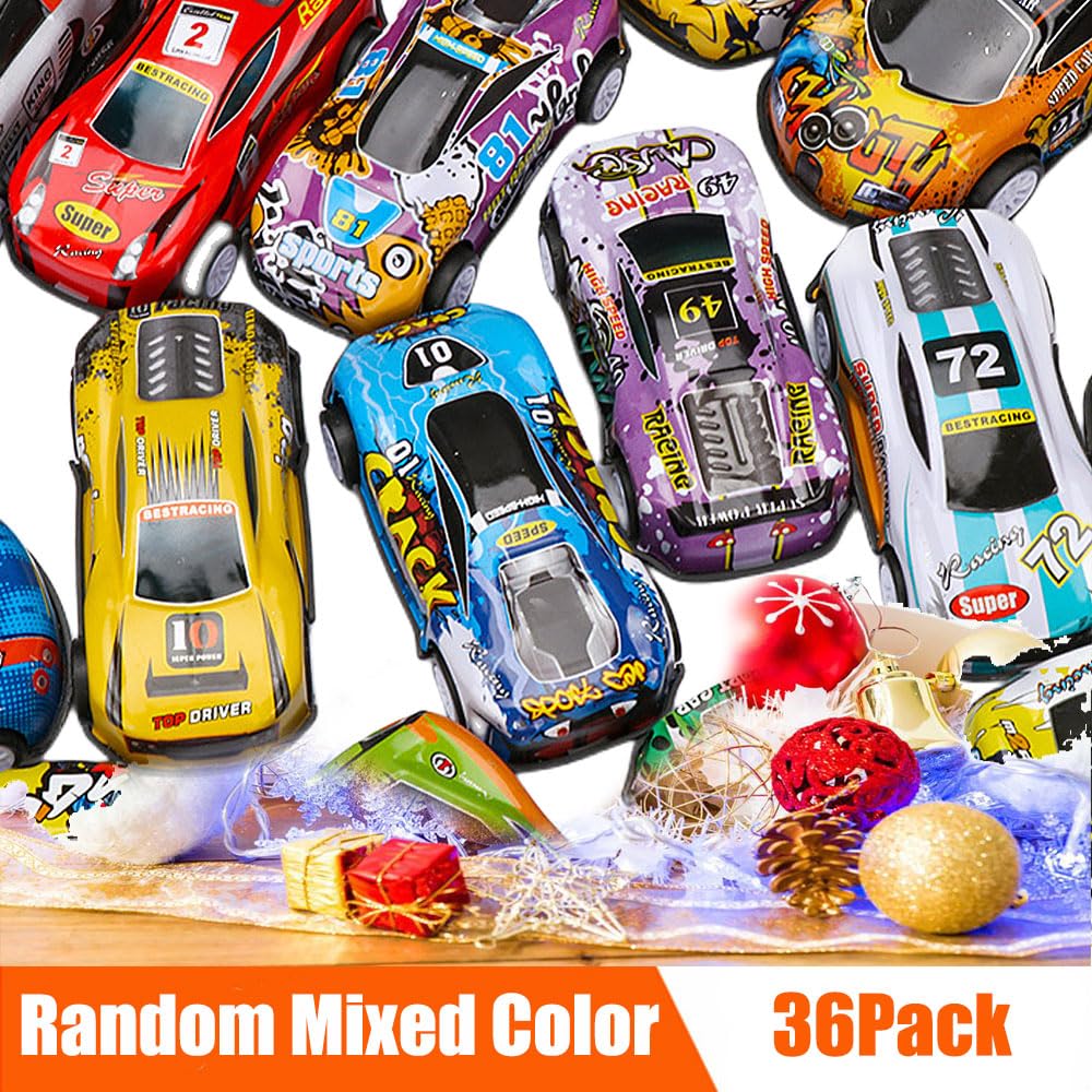 36 Pack Pull Back Toy Cars, Mini Die-Cast Race Cars Vehicles Bulk, Party Favor Cars Toys, Goodie Bag Stuffers, Pinata Fillers, Teacher Treasure Prize Box Toys for Boys Girls 3,4,5 Years Old