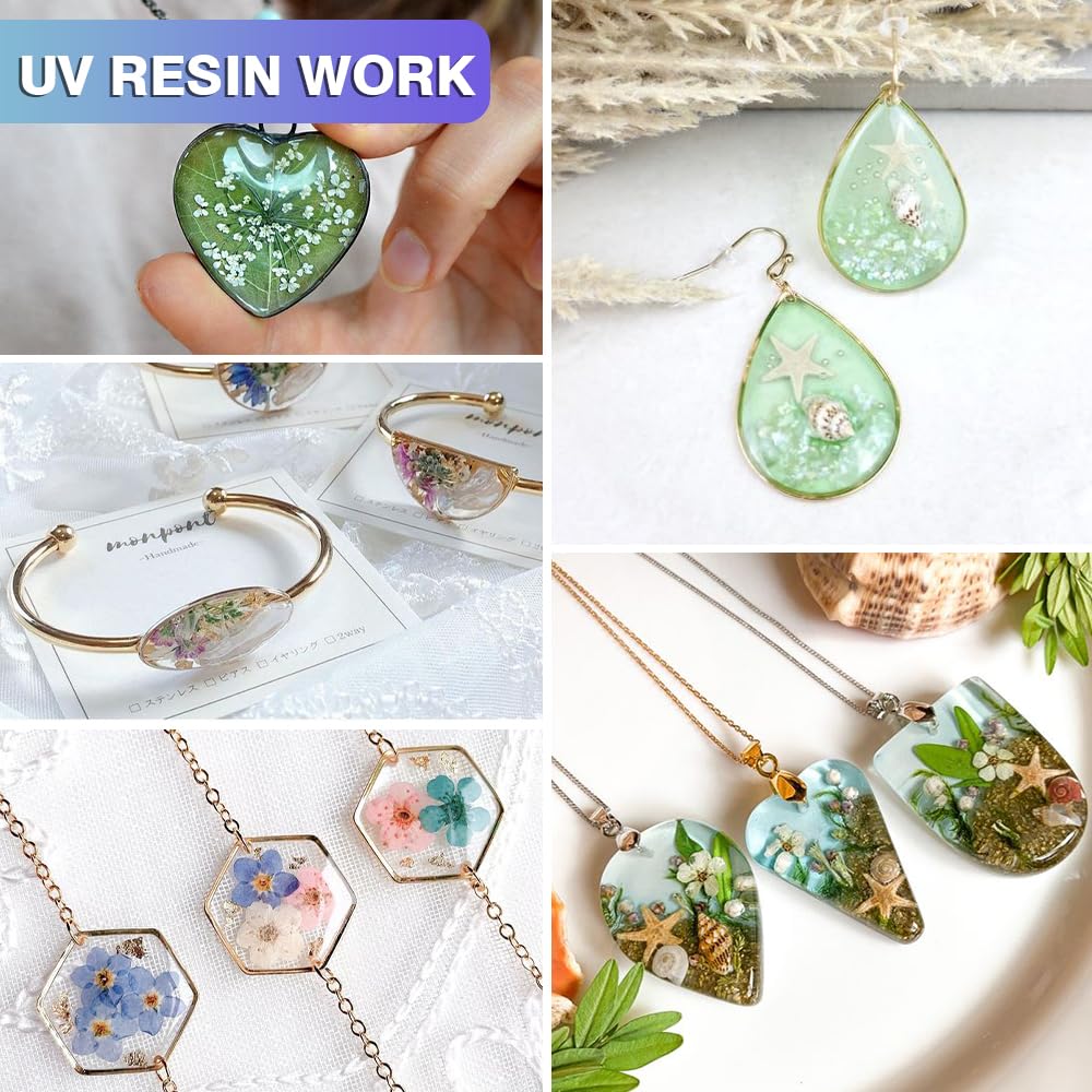 Crystal Clear Hard UV Resin Upgraded Formula Ultraviolet Fast Curing for Jewelry Making Craft Decoration, Hard Transparent Glue Solar Cure Sunlight Activated Resin Casting & Coating（300g）