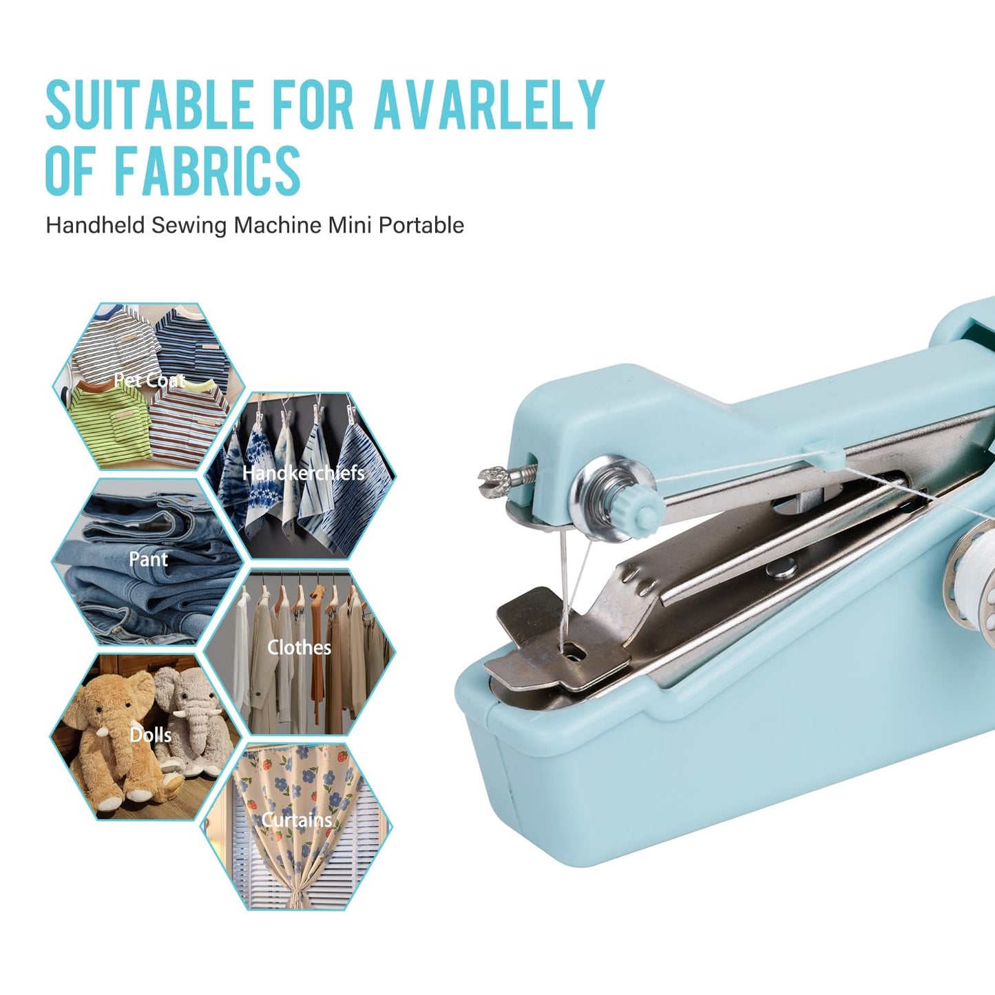 Handheld Sewing Machine CS101,Sewing Machines for Beginners,Portable Electric Mini and Samll Hand Held Kit for Adults and Kids Ages 8-12 Included Mannual and Accessories,Sewing Hem Quick Stitching