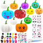 Pumpkin Decorations Halloween Crafts - 12 White Artificial Pumpkins DIY Arts Kit With Stickers for Kids - Fall Decor for Party, Thanksgiving, Home