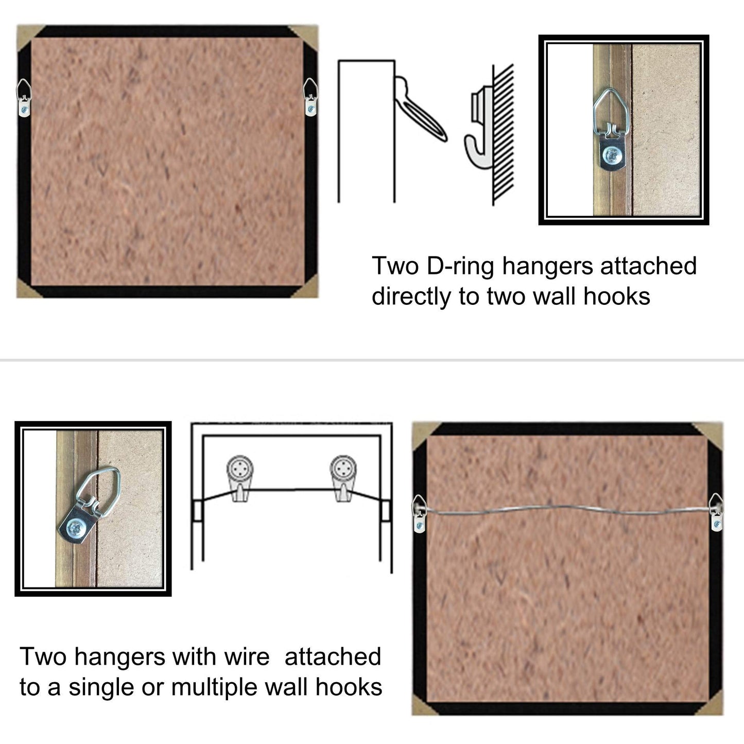 150 Pack Small D-Ring Steel Picture Hangers with Screws Picture Frames Picture Hang Solutions, for Hanging Clock Paintings Artwork Picture Frame Hook Photos