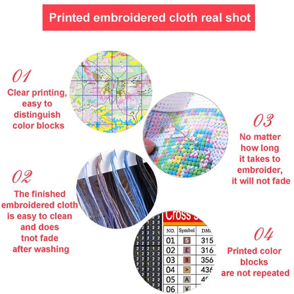 Tree of Life 11ct Cross Stitch Kits, 11 CT Funny Pre Printed Counted Stamped Cross Stitch Embroidery Needlepoint Needlework Patterns Kits for Beginners Adults Crossstitch 40x40 cm