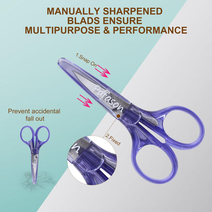 Sharpest & Precise Stainless Steel Curved Straight Thread Yarn Fabric Cutting Scissor with Safety Cap & TSA Complied Ideal for Embroidery Quilting Sewing Knitting Crafting Cross Stitch Crochet