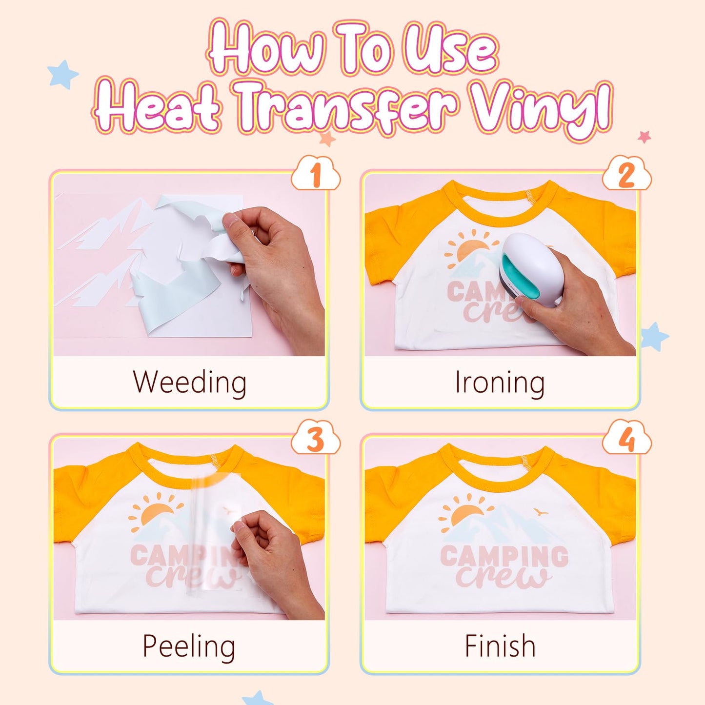 Glow in The Dark Boho HTV Vinyl - 12 Sheets 12''x 10''Pastel HTV Iron on Vinyl Heat Transfer Vinyl for T-Shirts