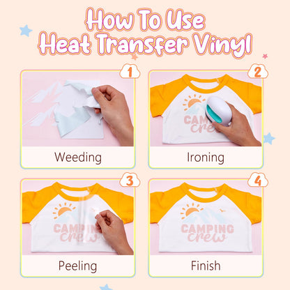 Glow in The Dark Boho HTV Vinyl - 12 Sheets 12''x 10''Pastel HTV Iron on Vinyl Heat Transfer Vinyl for T-Shirts