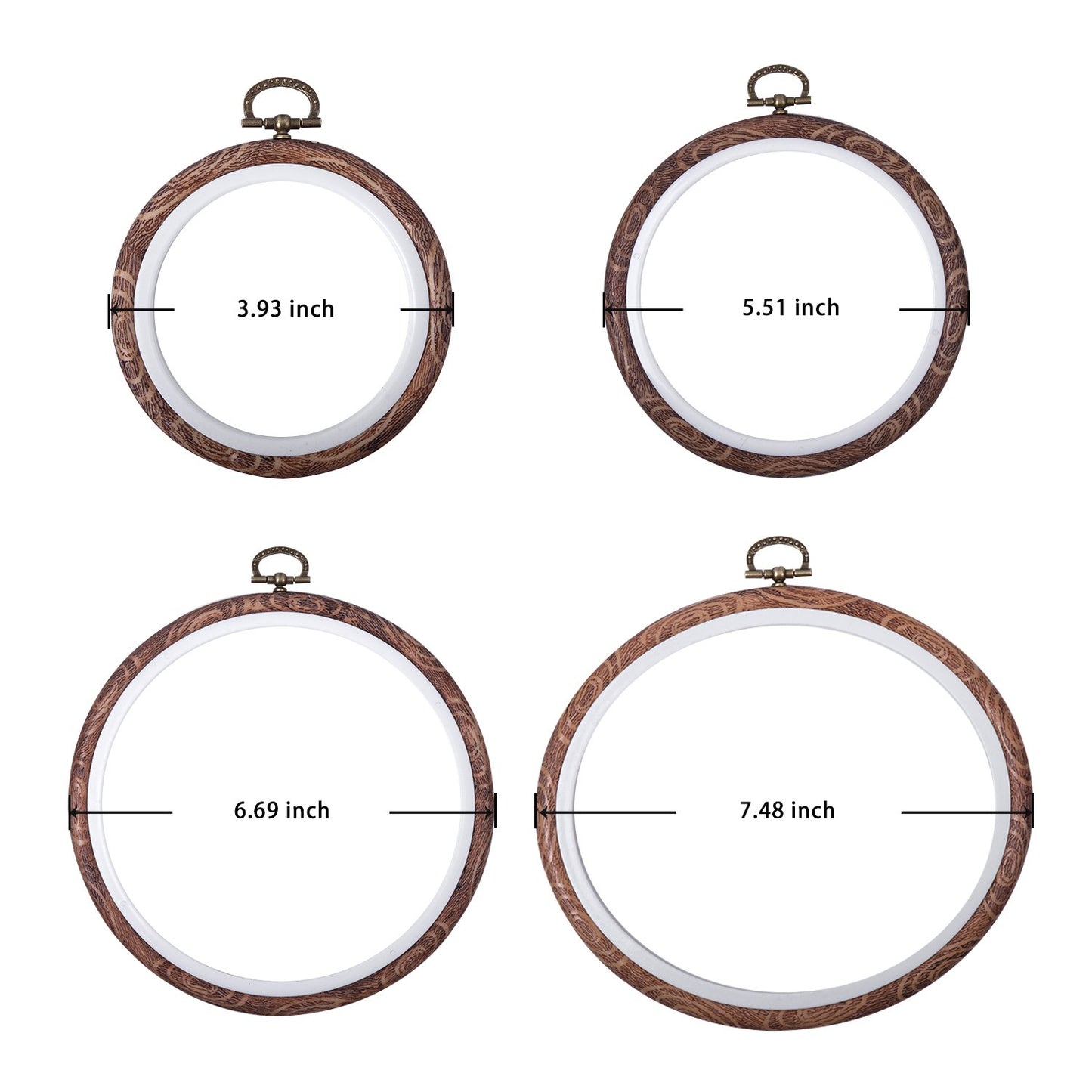 4 Pcs Embroidery Hoops Set Cross Stitch Hoop Ring Imitated Wood Display Frame-Circle and Oval Hand Embroidery Kits for Art Craft Sewing (Imitated Wood)