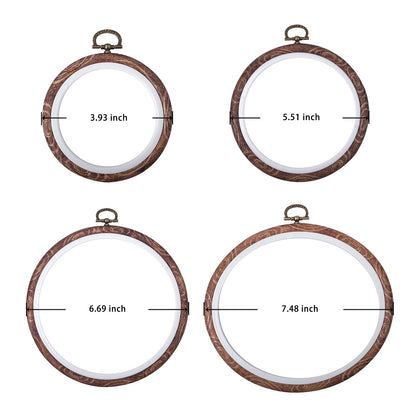 4 Pcs Embroidery Hoops Set Cross Stitch Hoop Ring Imitated Wood Display Frame-Circle and Oval Hand Embroidery Kits for Art Craft Sewing (Imitated Wood)