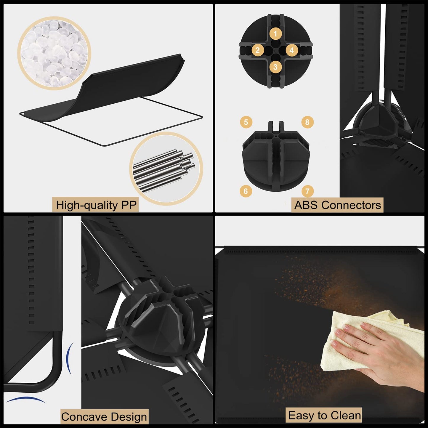 Cube Storage Organizer with Doors, Plastic 6-Cube Storage with Doors for Livingroom, Bedroom and Office (Black)