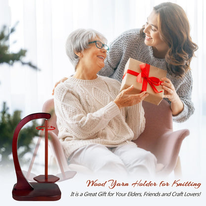 Wooden Yarn Holder for Knitting and Crocheting, Magnetic Yarn Ball Holder with Anti-Slip Pads, Yarn Holder Spinner for DIY Crafts, Crochet Gift for Knitting Lovers