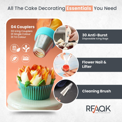 90 Pieces Russian Piping Tips Set, Includes Piping Bags and Tips Set,25 Russian Tips,16 Icing Tips,7 Ruffle Piping Tips, Ball Tip, 31 Pastry Bags & Video Course for Cookie, Cupcake & Cake Decoration