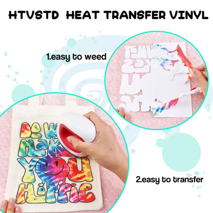 Tie Dye HTV Heat Transfer Vinyl -12 Sheets 12'' x 10''Watercolor HTV Vinyl Patterned Iron on Vinyl for T-Shirts