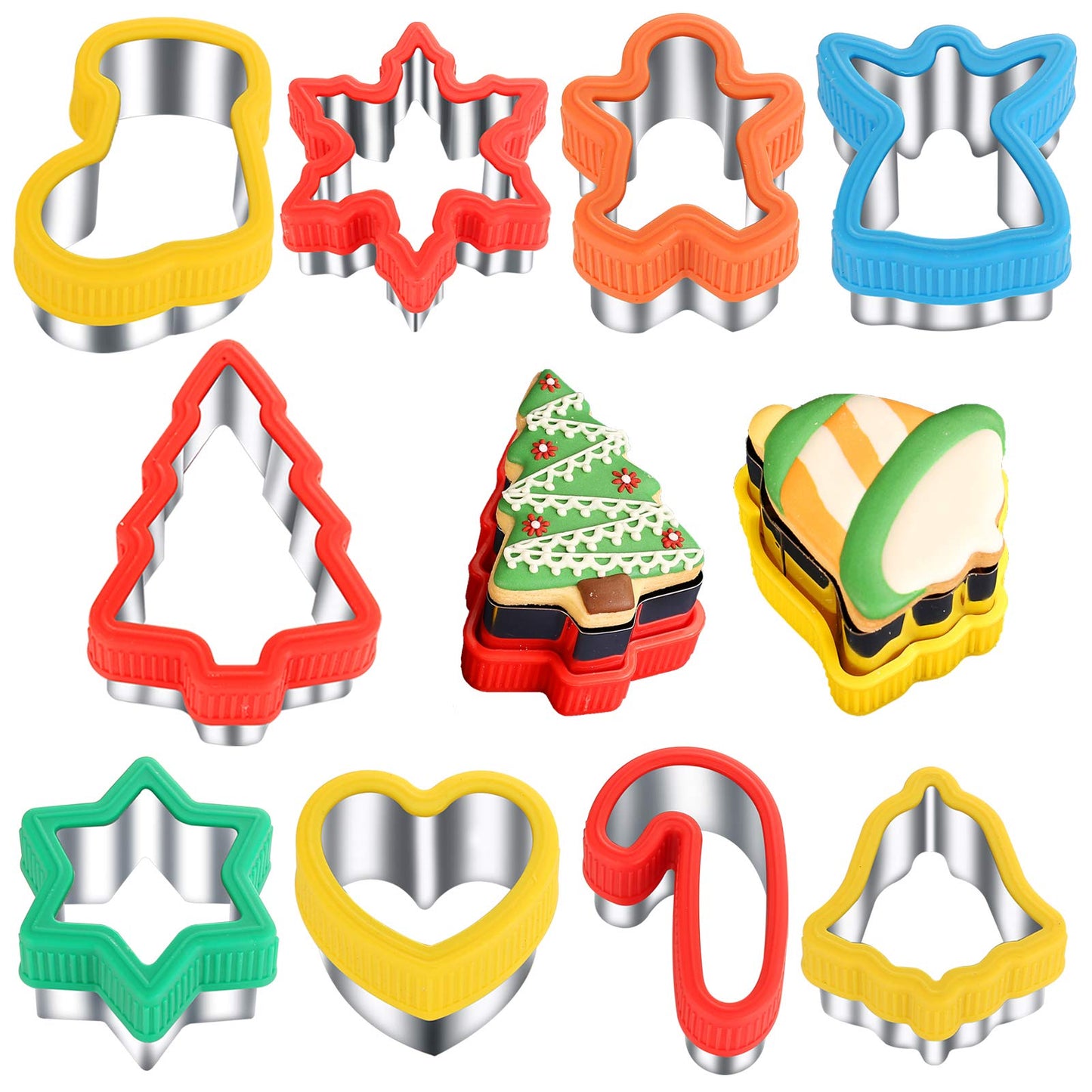 Christmas Cookie Cutters Shapes,Stainless Steel Biscuit Cutters -Fruit Cutter,Vegetable Cutters,Sandwich Cutters,Cookie Cutter Molds for Christmas Party(9PCS)