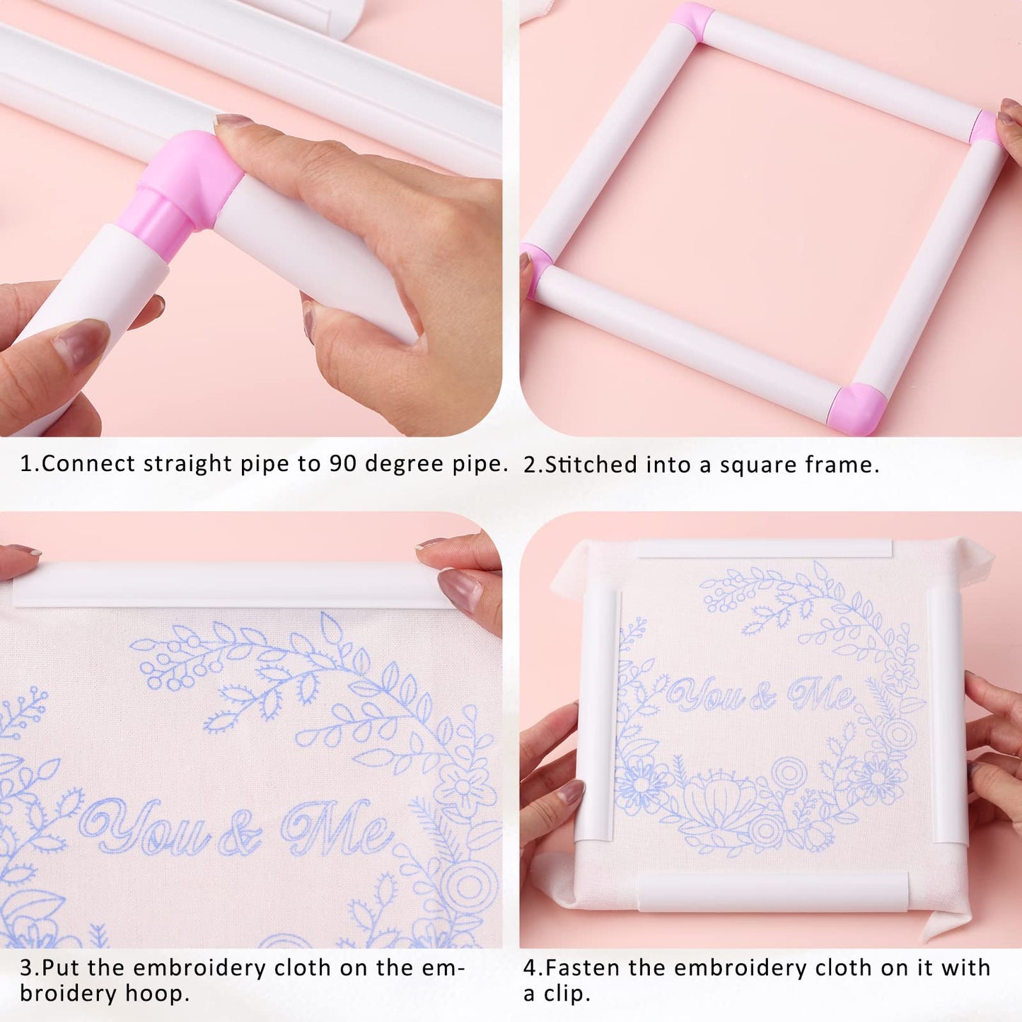 3 Pack Square Embroidery Hoops, Plastic Cross-Stitch Hoops, Plastic Clip Frame for Embroidery, Embroidery Quilting Frames (6x6, 8x8, 11x11)…