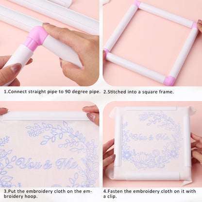 3 Pack Square Embroidery Hoops, Plastic Cross-Stitch Hoops, Plastic Clip Frame for Embroidery, Embroidery Quilting Frames (6x6, 8x8, 11x11)…