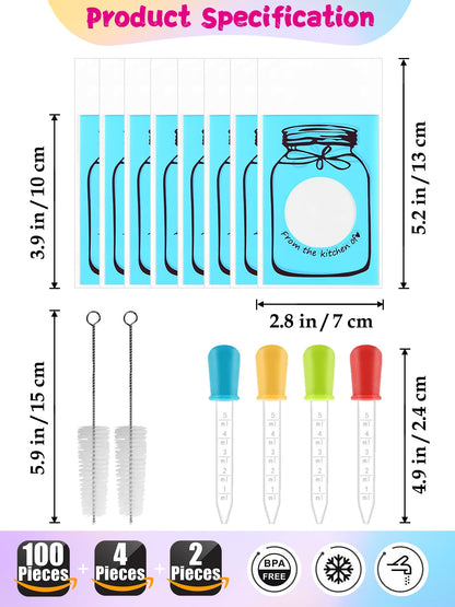 117 Pcs Gummy Bear Mold Silicone,with Candy Recipes、Droppers and Wrappers Card,Non-Stick Food Grade Chocolate Candy Gummy molds，Including Mini Dinosaur, Bear, Animals, Fruits and Mini Donut Molds