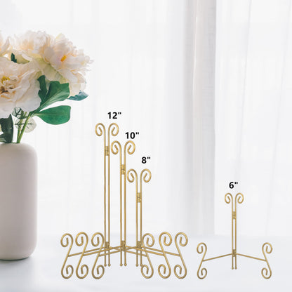 Gold Plate Stand, 12 Inch Decorative Holder for Displaying Platters, Heavy-Duty Metal Easel Stand for Picture, Photo Frame, Books and Round Objects