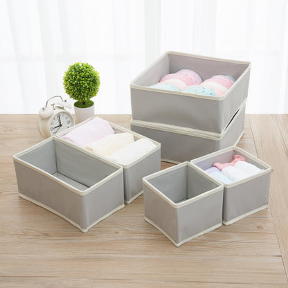 Socks Drawer Organizer Set of 3 Pack Grey, Underwear Dividers, Closet Cabinet Dresser Storage Boxes for Panties Stockings Leggings