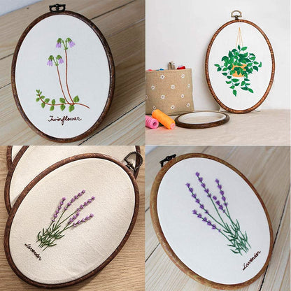 Embroidery Hoop, 7.5'' 9.2'' Oval Embroidery Hoop, Imitated Wood Display Frame with 30 Pieces Embroidery Needles, Embroidery Frame and Cross Stitch Hoop for Art Craft Sewing and Wall Hanging