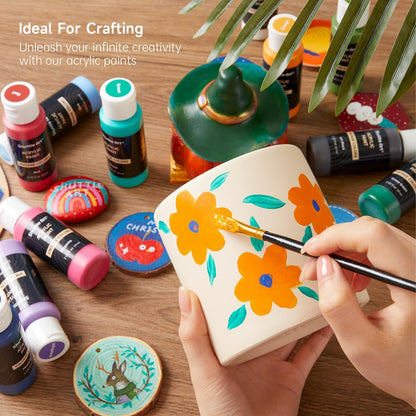 Premium Paint Set, 25 Vintage Colours, 2oz/60ml Bottles, Rich Pigmented Acrylic Paints for Artists, Beginners and Kids on Canvas, Wood, Ceramic