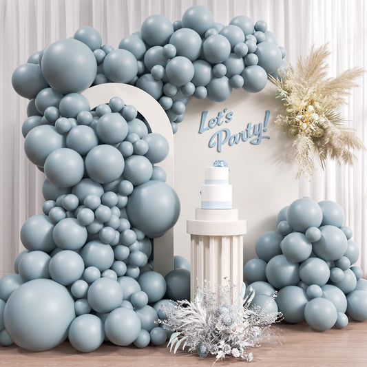 110pcs Dusty Blue Balloons, 18 12 10 5 inch Dusty Blue Balloons Different Sizes Balloon Arch Kit for Bridal Shower Gender Reveal Baby Shower Birthday Party Decorations