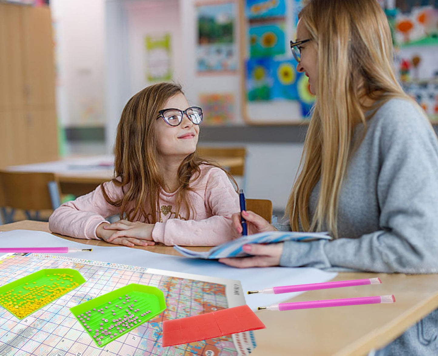 39PCS Diamond Art Painting Tools and Accessories Kits, with 12 Plastic Trays, 22pcs Glue Clay, 5 Pens, DIY Accessories