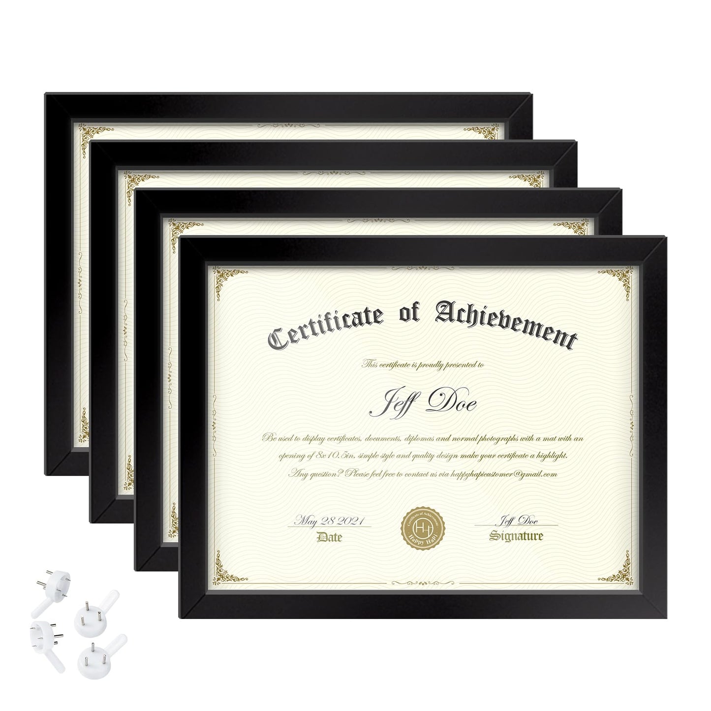 8.5x11 Picture Frames Certificate Frame | 4 Pack Document Frames Bulk for Diploma, Degree, Photograph, and Photos | Tabletop or Wall Mount | Black