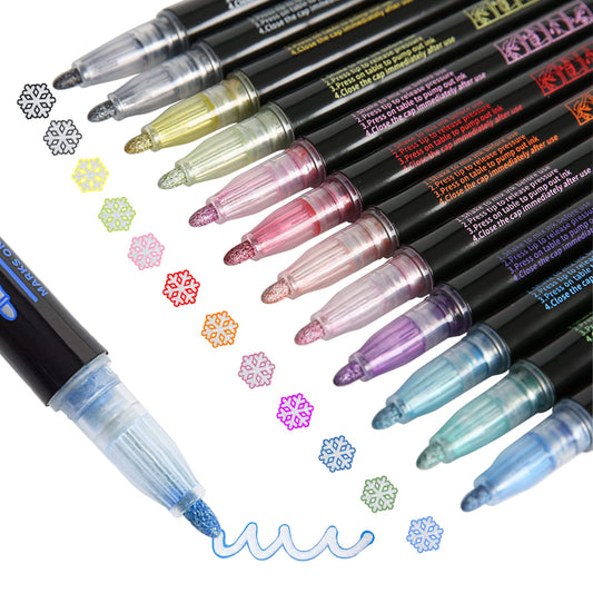Outline Markers-12 Shimmer Markers Glitter Pens,Teen Girl Gifts Trendy Stuff,Metallic Markers,Art Supplies Crafts Gifts