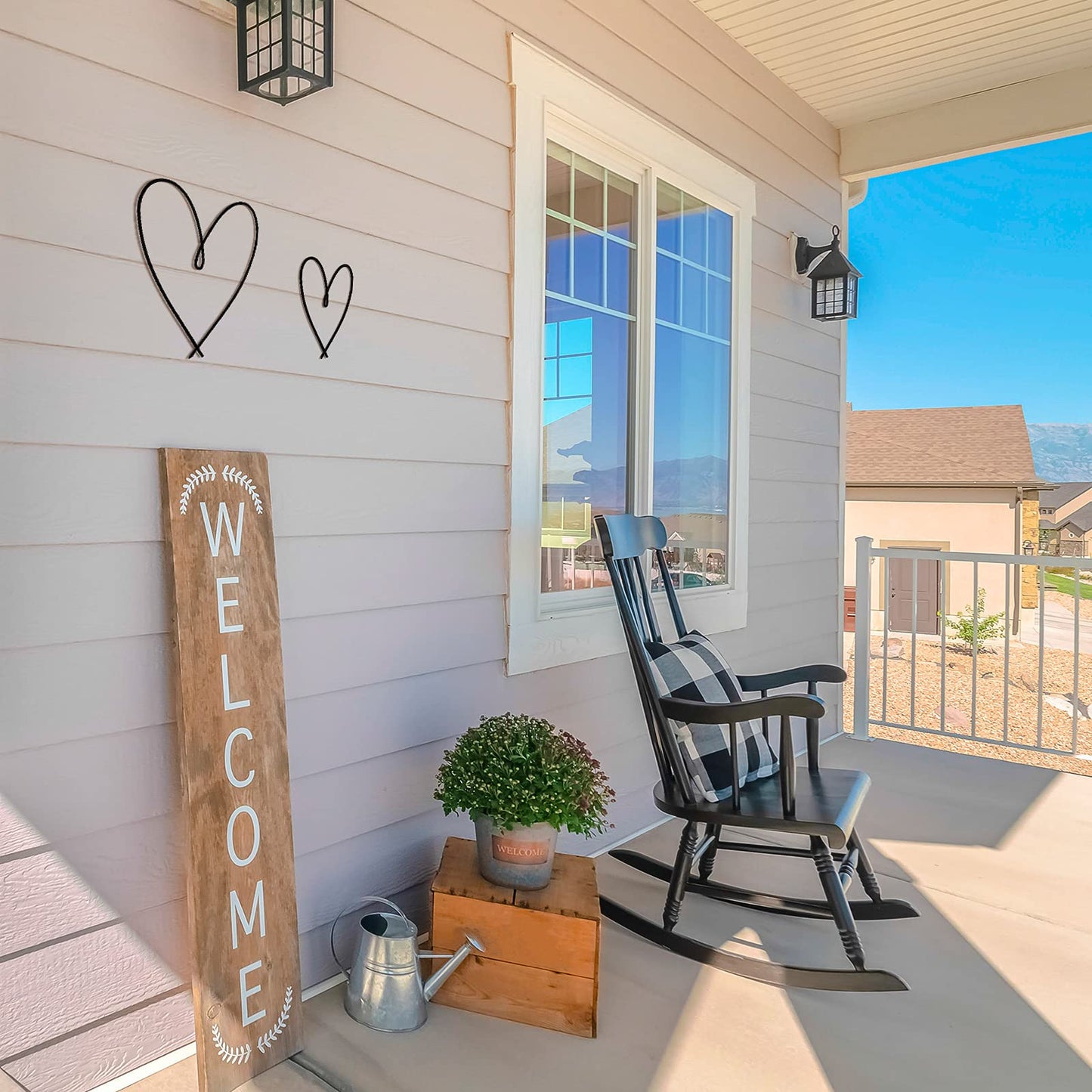 4 Pieces Metal Heart Wall Art Decor Love Heart Wall Sign Ornaments for Bedroom Living Room Decoration(Black)