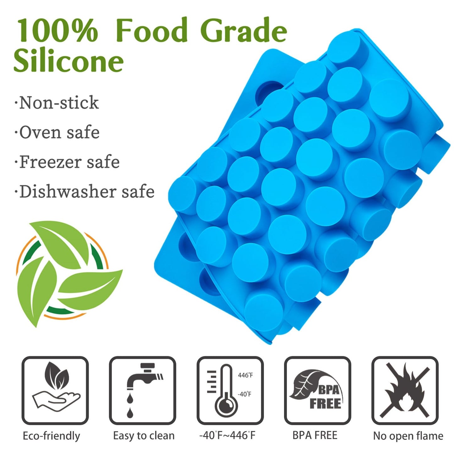 Round Candy Molds Silicone Molds for Hard Candy, Gummy, Caramels, Chocolate, Ganache, Ice Cubes, 220 Cavity