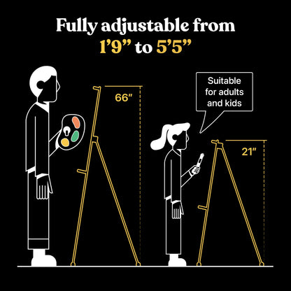 Portable Artist Easel Stand for Painting - Adjustable Height Painting Easel with Bag - Tabletop Art Easel for Painting Canvas Stand, Poster Stand & Wedding Signs Stand - Metal Tripod - 21x66 inches