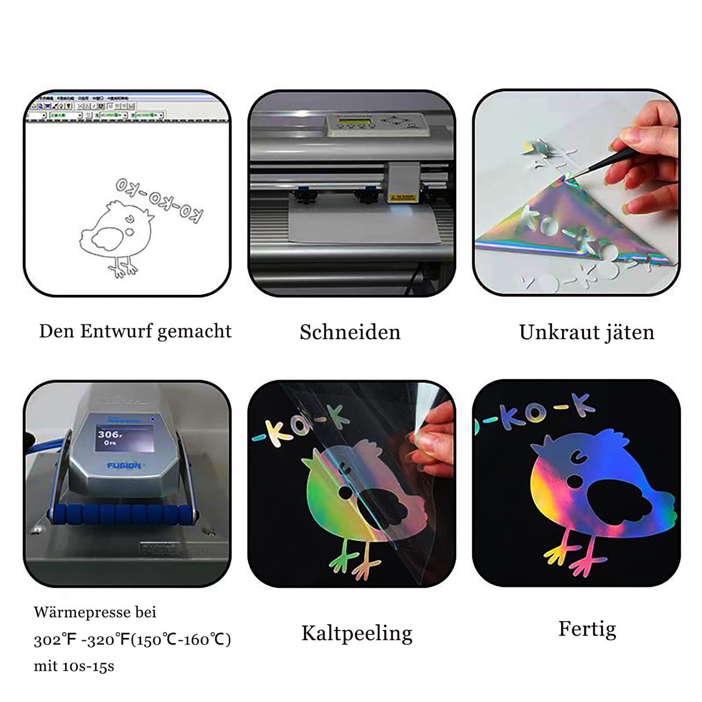 Holographic Heat Transfer Vinyl 12IN x 6FT Rainbow HTV Iron on Vinyl for DIY Iron on Fabrics T-Shirts Hats Compatible with Cricut, Cameo, Heat Press Machines