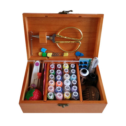 Wooden Sewing Basket/Sewing Box with Sewing Kit Accessories