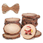 42Pcs Wood Slices 2.4-2.8 Inches Unfinished Natural Wood Rounds, Wood Craft Circles Kit with 33 Feet Twine String and Pre-drilled Hole for DIY Wood Burning Painting Christmas Ornaments Party Decor