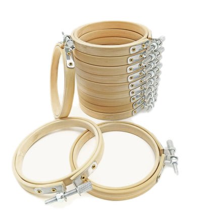 12 Pieces 3 inch Embroidery Hoops,Round Bamboo Adjustable Circle Frame Cross Stitch Hoops for Christmas Ornament,Embroidery,Decoration,Art Craft and DIY Project