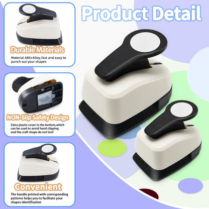 Circle Punch, Circle Hole Punch, Paper Hole Puncher, 3 PCS CirclePunch Set, 1 inch Hole PunchCircle, 5/8'' CirclePaper Punchers, 3/8'' Craft Punches, HolePuncher for Crafts, Shape Punches