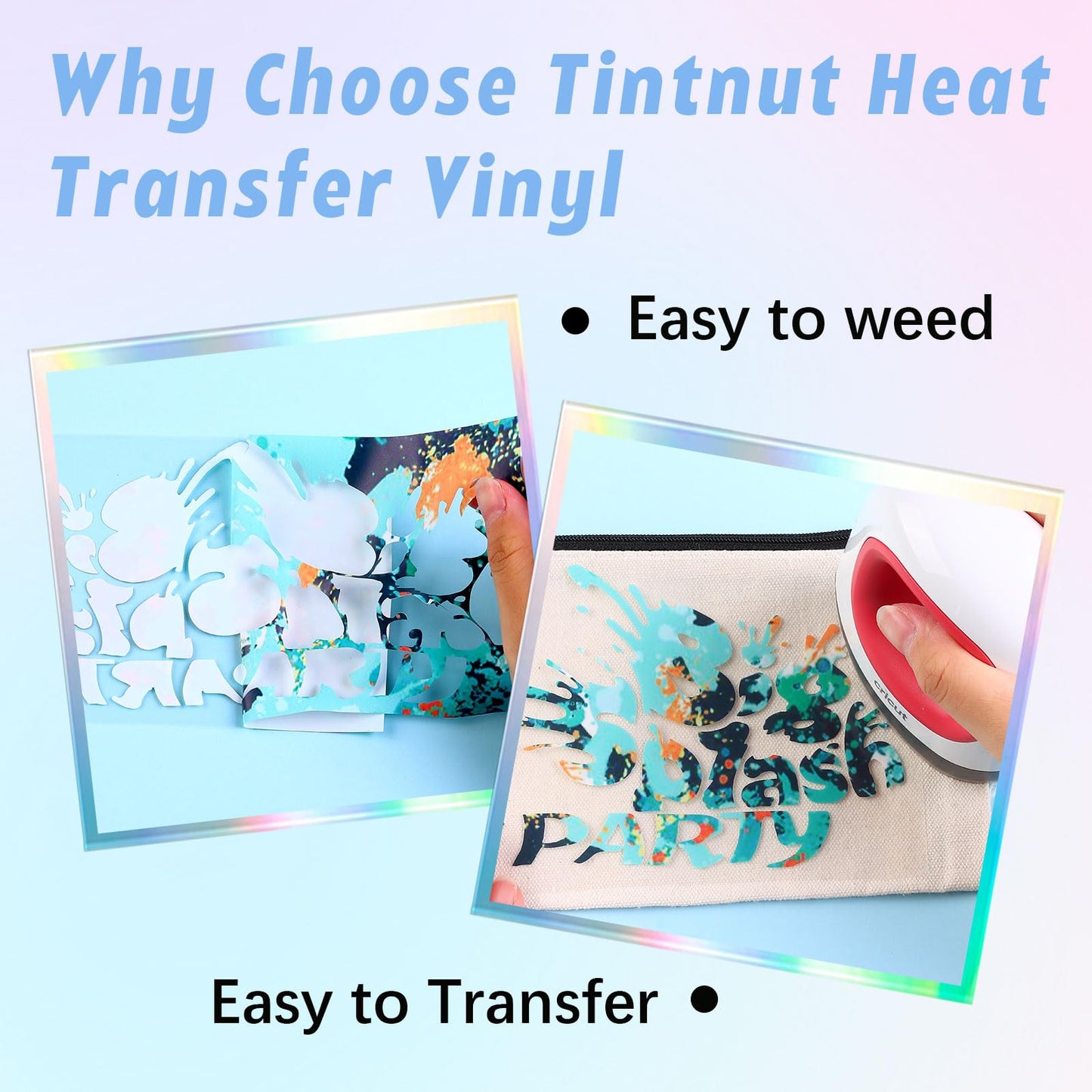 Splash Heat Transfer Vinyl - 16 Sheets 10x12 Inch HTV Ink Watercolor Iron On Vinyl for T-Shirts Hats Clothes,for Cricut & Silhouette Cameo