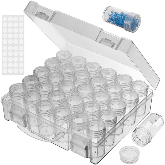 Bead Organizer, Bead Containers, 30 Grids Diamond Painting Storage Containers Clear Bead Organization Diamond Painting Accessories Small Storage Container for Beads Seeds Glitter Rhinestones (1 Pack)