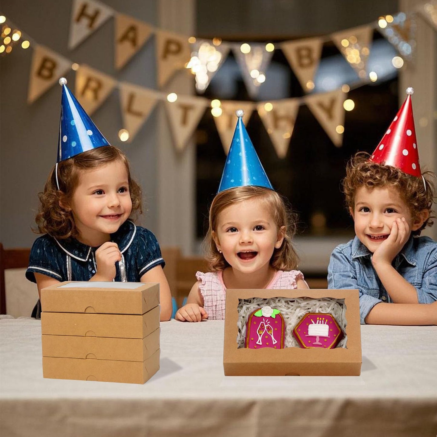 50 Pack DIY Assembly Brown 7 x 4 3/8 x 1½ inches Cookies Boxes BakeryTreat Boxes Packaging for Macaron Chocolate Truffle Cakesickle