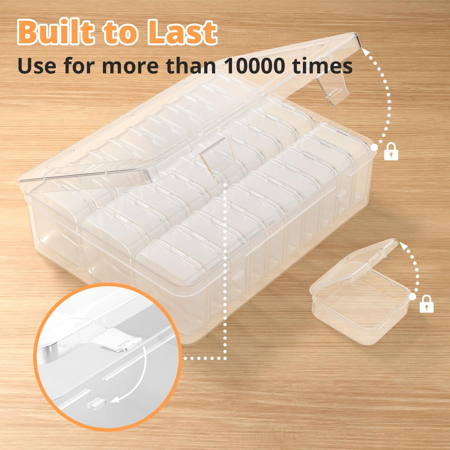 Bead Organizer Box, 31Pcs Small Bead Organizers and Storage Plastic Cases Mini Clear Bead Storage Containers Boxes with Hinged Lid and Rectangle for Bracelet Making DIY Jewelry Craft Nail