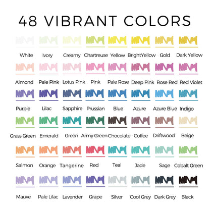 Acrylic Paint Markers 48 Colors, Acrylic Paint Pens with Brush Tip and Fine Tip for Stone, Rock Painting, Paper, Pumpkin, Wood, Egg, Canvas, Ceramic, Fabric, leather, Glass, DIY Crafts