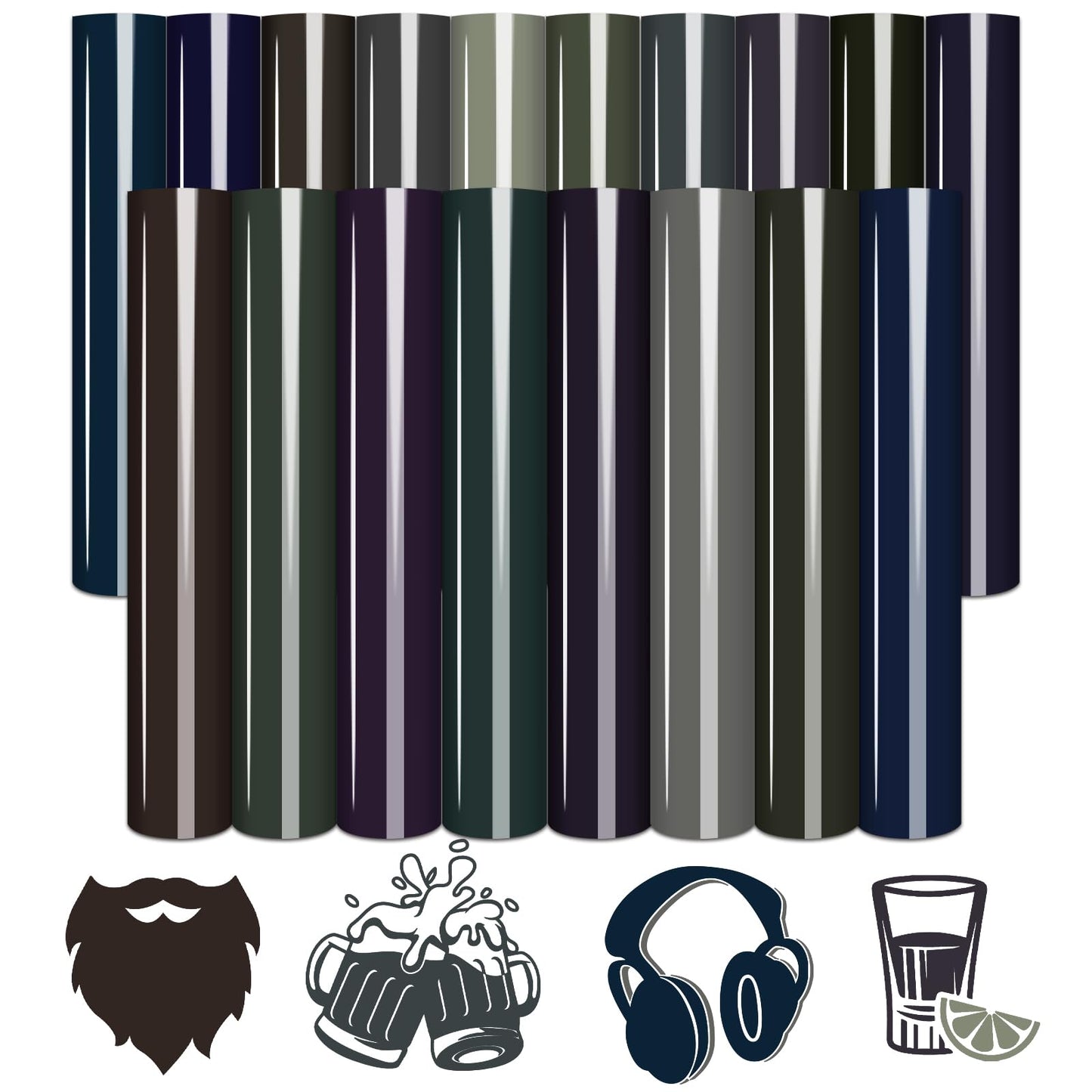 Black HTV Heat Transfer Vinyl - 18 Sheets 12" x 10" Dark Color Heat Transfer Vinyl for T-Shirts Navy Blue HTV Iron on Vinyl for T-Shirts Compatible with Cricut/Silhouette Cameo